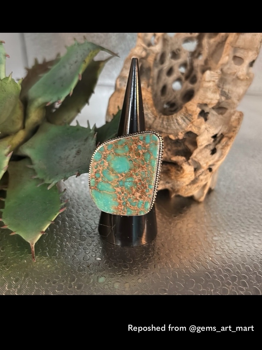 Turquoise Statement Ring - Teal Gem Accent